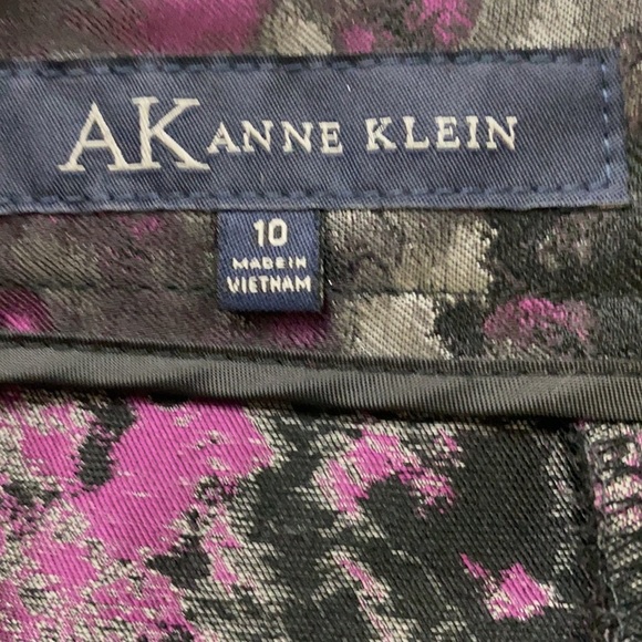 Ann Klein Paint Splash Purple Black Pleated Skirt - Picture 5 of 6